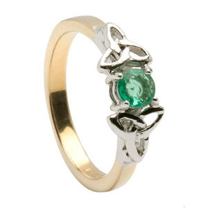 Emerald Trinity Knot Engagement Ring-14K Gold